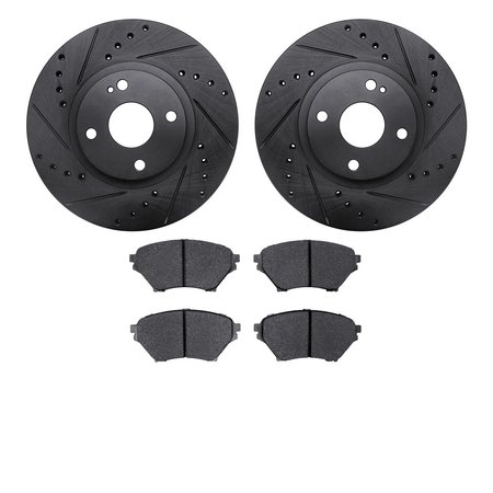 DYNAMIC FRICTION CO 8502-80023, Rotors-Drilled and Slotted-Black with 5000 Advanced Brake Pads, Zinc Coated 8502-80023